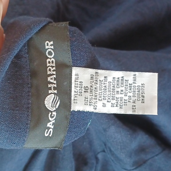 Vintage Sag Harbor Lightweight Blue pink Floral Embroidered Blazer - Picture 6 of 7